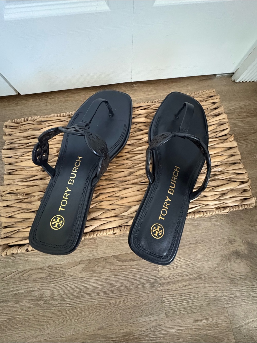 Tory Burch Calf Leather Logo Thong Sandals